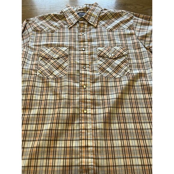 Lariat Western Pearl Snap Plaid Long Sleeve‎ Shirt Size 16 16 1/2 Country VTG - Picture 9 of 11
